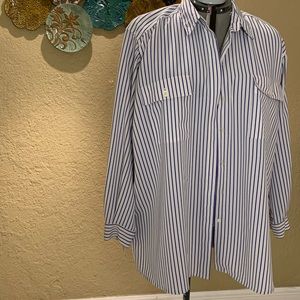 Blue and White Stripes Button Down Shirt